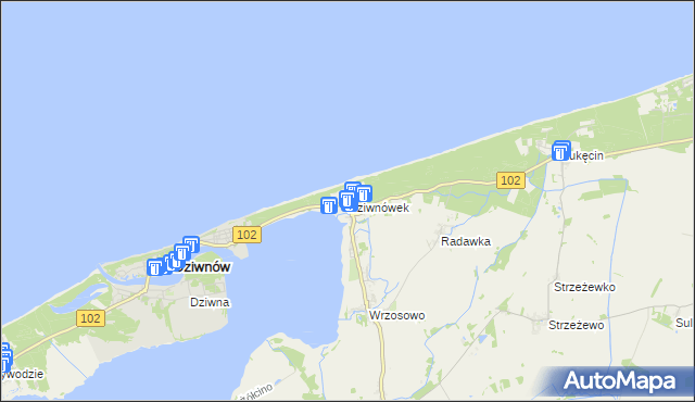 mapa Dziwnówek, Dziwnówek na mapie Targeo