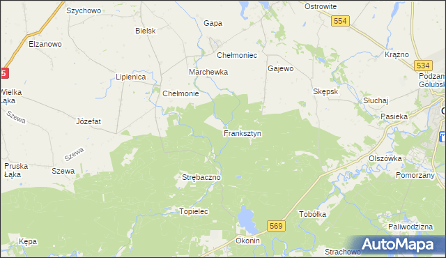 mapa Franksztyn, Franksztyn na mapie Targeo