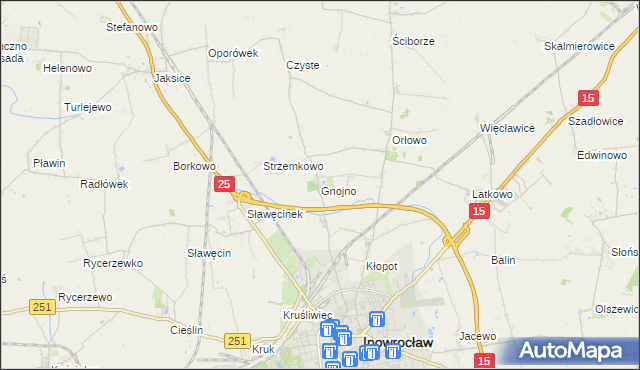 mapa Gnojno gmina Inowrocław, Gnojno gmina Inowrocław na mapie Targeo