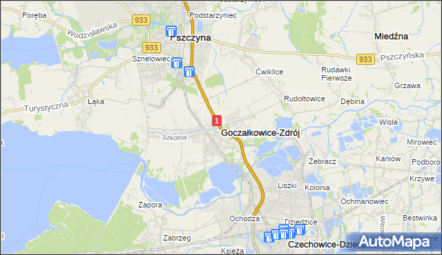 mapa Goczałkowice-Zdrój, Goczałkowice-Zdrój na mapie Targeo