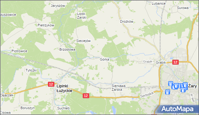 mapa Górka gmina Lipinki Łużyckie, Górka gmina Lipinki Łużyckie na mapie Targeo