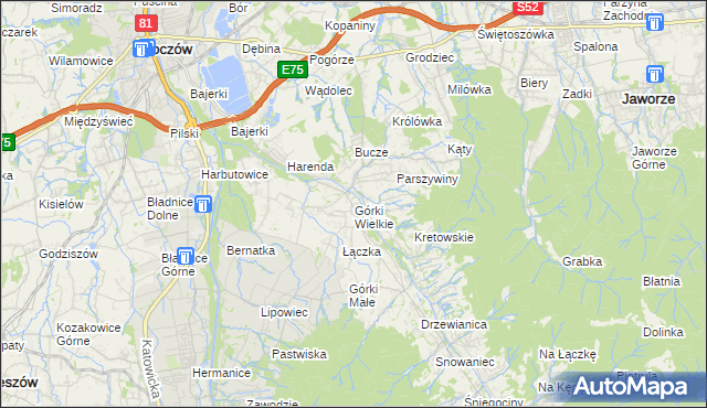 mapa Górki Wielkie, Górki Wielkie na mapie Targeo