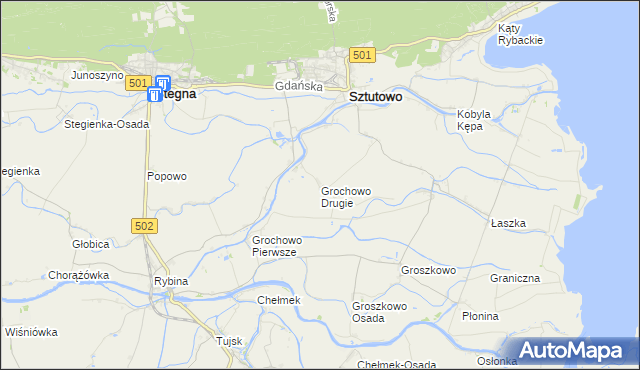 mapa Grochowo Drugie, Grochowo Drugie na mapie Targeo