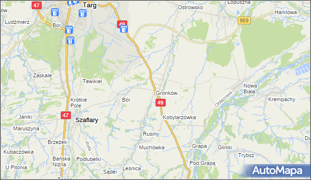 mapa Gronków, Gronków na mapie Targeo