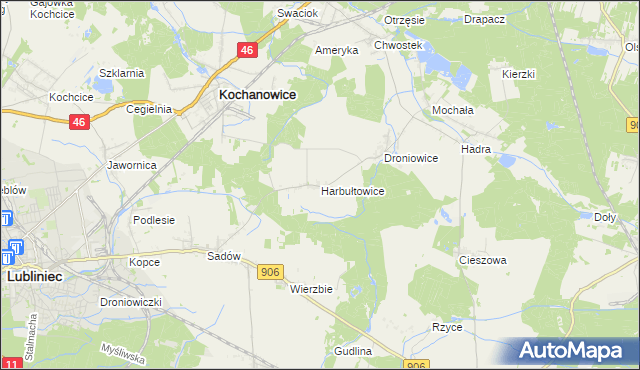 mapa Harbułtowice, Harbułtowice na mapie Targeo