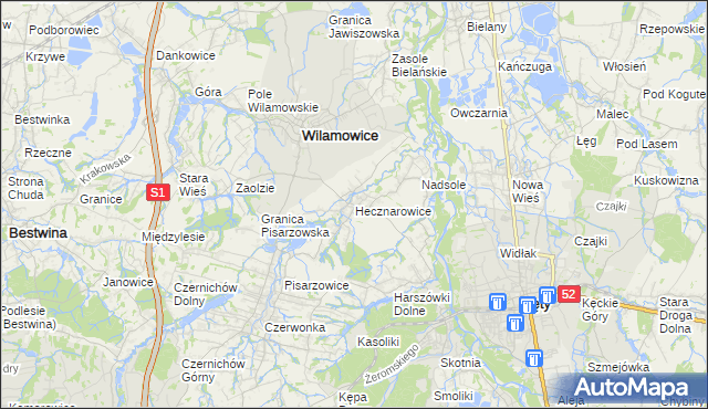 mapa Hecznarowice, Hecznarowice na mapie Targeo