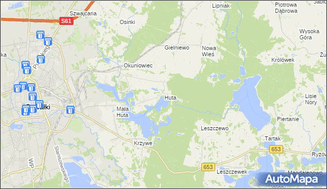 mapa Huta gmina Suwałki, Huta gmina Suwałki na mapie Targeo