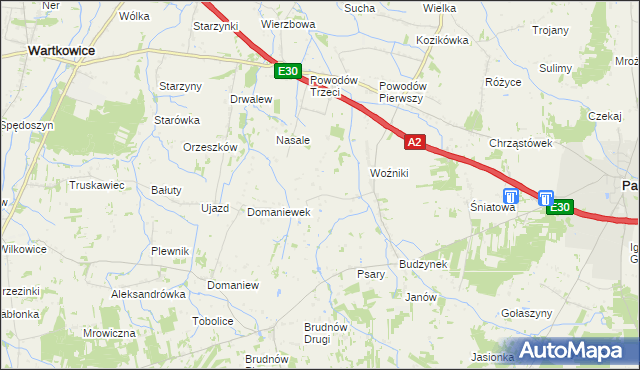 mapa Idzikowice gmina Dalików, Idzikowice gmina Dalików na mapie Targeo