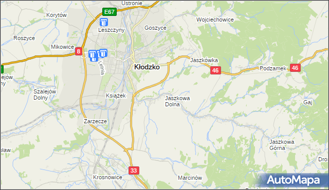 mapa Jaszkowa Dolna, Jaszkowa Dolna na mapie Targeo