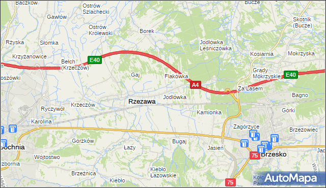 mapa Jodłówka gmina Rzezawa, Jodłówka gmina Rzezawa na mapie Targeo