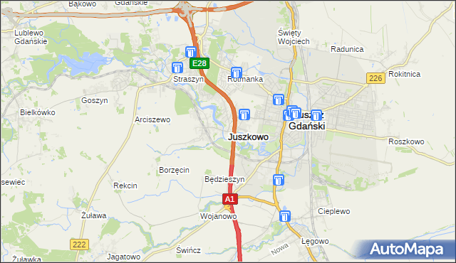 mapa Juszkowo, Juszkowo na mapie Targeo