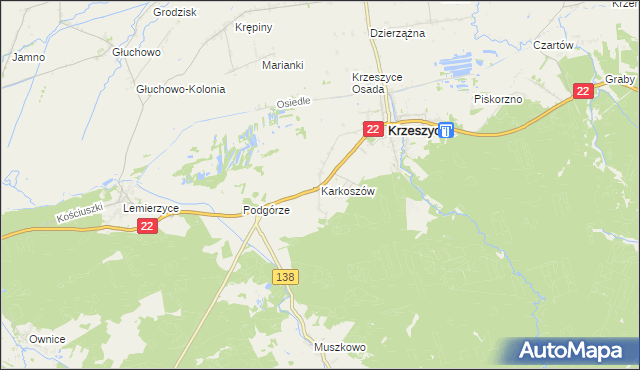 mapa Karkoszów, Karkoszów na mapie Targeo