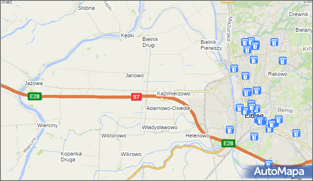 mapa Kazimierzowo gmina Elbląg, Kazimierzowo gmina Elbląg na mapie Targeo