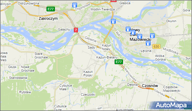 mapa Kazuń-Bielany, Kazuń-Bielany na mapie Targeo