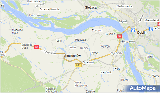 mapa Kępice gmina Sieciechów, Kępice gmina Sieciechów na mapie Targeo