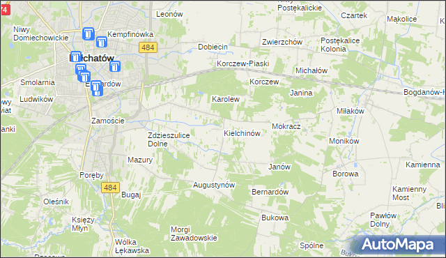 mapa Kielchinów, Kielchinów na mapie Targeo