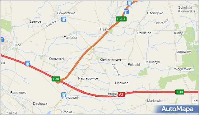 mapa Kleszczewo powiat poznański, Kleszczewo powiat poznański na mapie Targeo