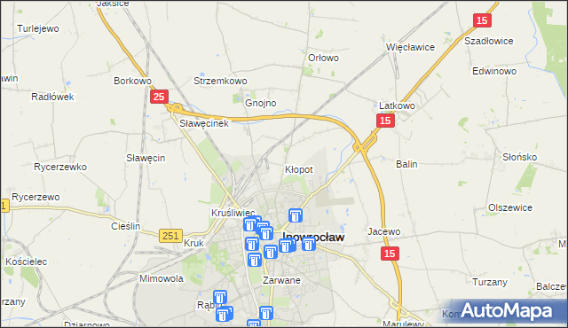 mapa Kłopot gmina Inowrocław, Kłopot gmina Inowrocław na mapie Targeo