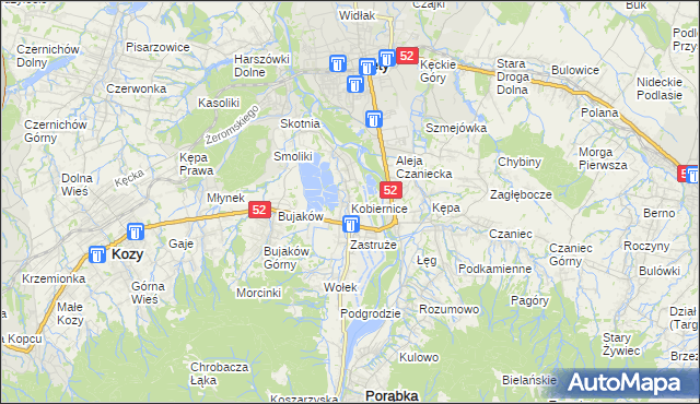 mapa Kobiernice, Kobiernice na mapie Targeo