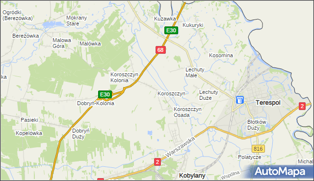 mapa Koroszczyn, Koroszczyn na mapie Targeo