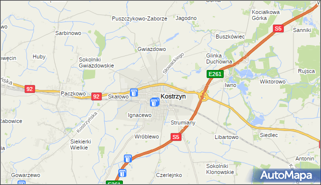 mapa Kostrzyn powiat poznański, Kostrzyn powiat poznański na mapie Targeo