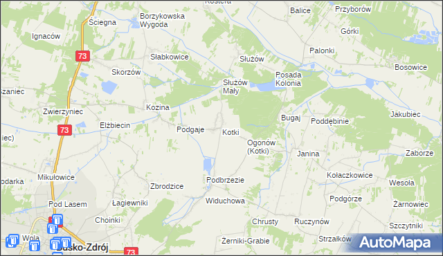 mapa Kotki gmina Busko-Zdrój, Kotki gmina Busko-Zdrój na mapie Targeo