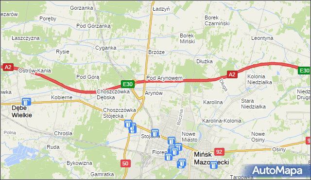 mapa Królewiec gmina Mińsk Mazowiecki, Królewiec gmina Mińsk Mazowiecki na mapie Targeo