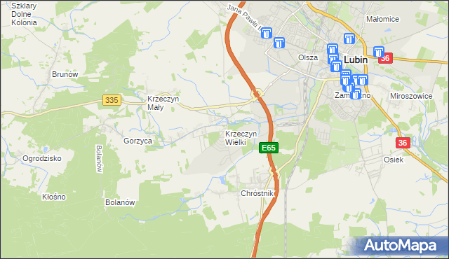 mapa Krzeczyn Wielki, Krzeczyn Wielki na mapie Targeo