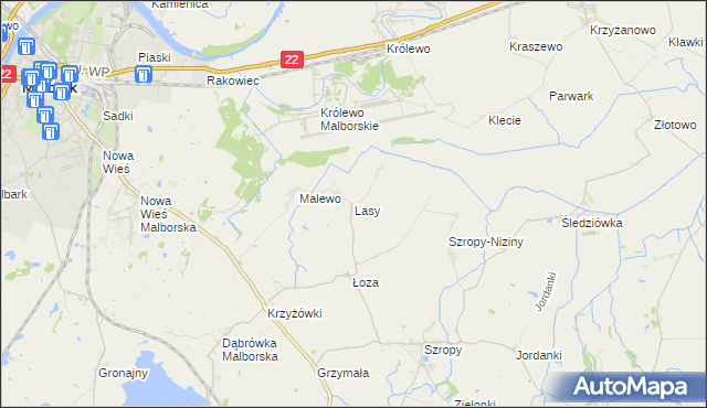 mapa Lasy gmina Stary Targ, Lasy gmina Stary Targ na mapie Targeo