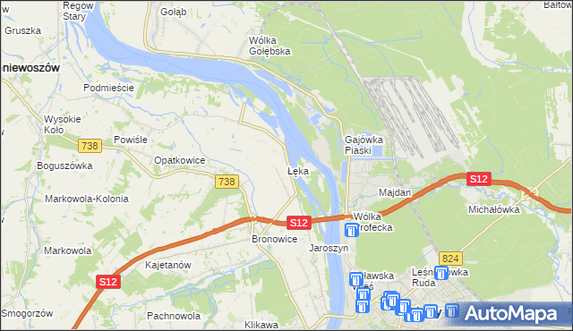 mapa Łęka gmina Puławy, Łęka gmina Puławy na mapie Targeo