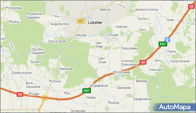 mapa Łęki Duże, Łęki Duże na mapie Targeo