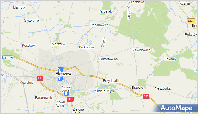 mapa Lenartowice gmina Pleszew, Lenartowice gmina Pleszew na mapie Targeo