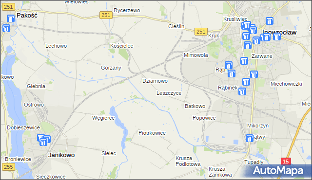 mapa Leszczyce, Leszczyce na mapie Targeo