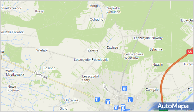 mapa Leszczydół-Pustki, Leszczydół-Pustki na mapie Targeo