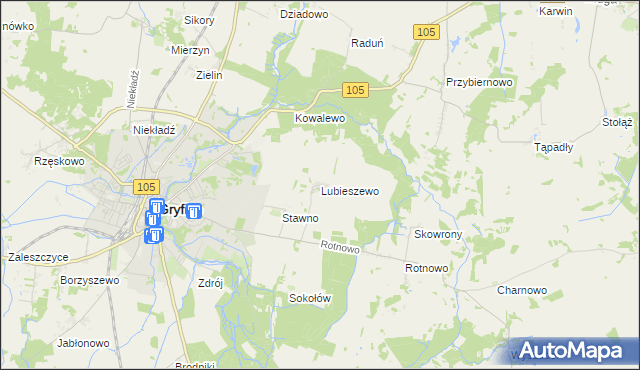 mapa Lubieszewo gmina Gryfice, Lubieszewo gmina Gryfice na mapie Targeo
