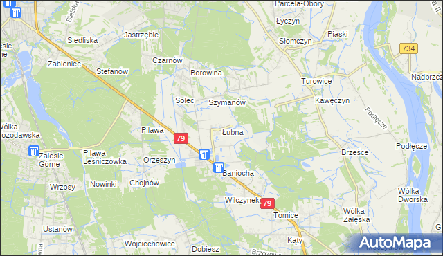 mapa Łubna gmina Góra Kalwaria, Łubna gmina Góra Kalwaria na mapie Targeo