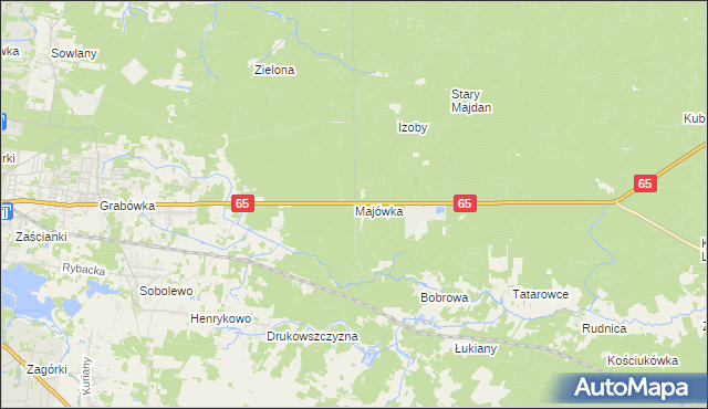 mapa Majówka gmina Supraśl, Majówka gmina Supraśl na mapie Targeo