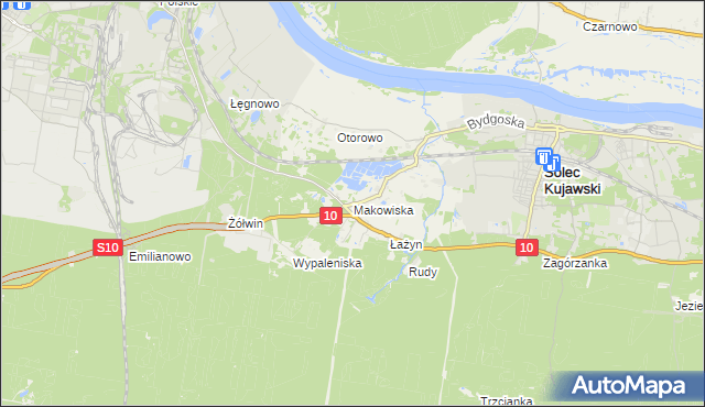 mapa Makowiska gmina Solec Kujawski, Makowiska gmina Solec Kujawski na mapie Targeo