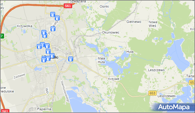 mapa Mała Huta gmina Suwałki, Mała Huta gmina Suwałki na mapie Targeo