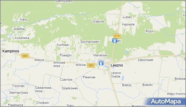 mapa Marianów gmina Leszno, Marianów gmina Leszno na mapie Targeo