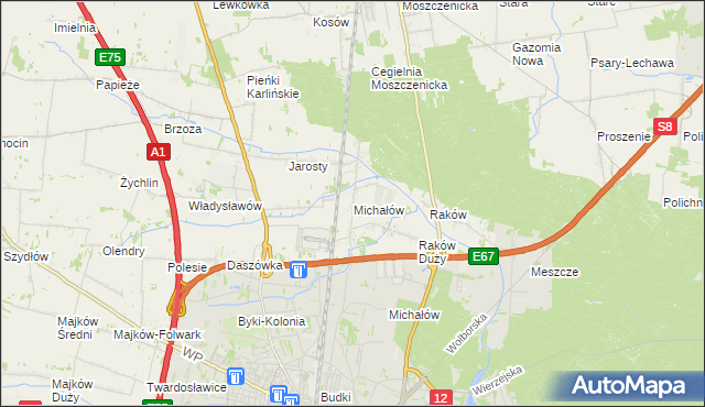 mapa Michałów gmina Moszczenica, Michałów gmina Moszczenica na mapie Targeo