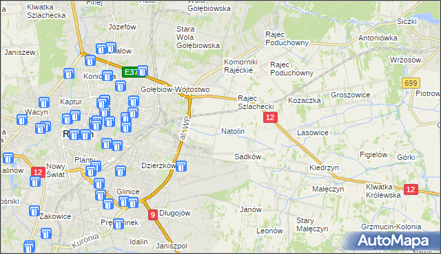 mapa Natolin gmina Jedlnia-Letnisko, Natolin gmina Jedlnia-Letnisko na mapie Targeo