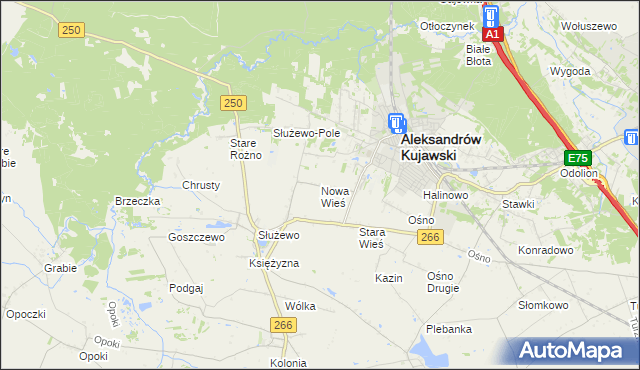 mapa Nowa Wieś gmina Aleksandrów Kujawski, Nowa Wieś gmina Aleksandrów Kujawski na mapie Targeo