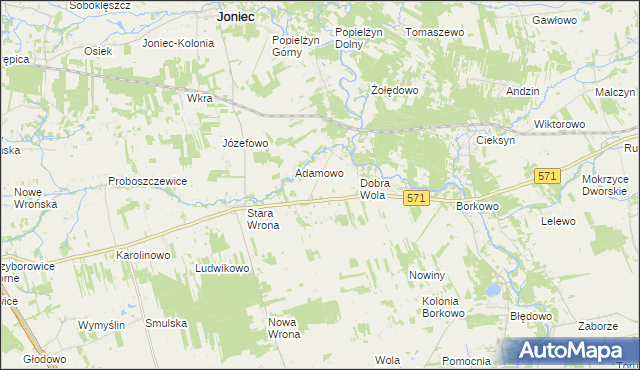 mapa Nowa Wrona gmina Nasielsk, Nowa Wrona gmina Nasielsk na mapie Targeo