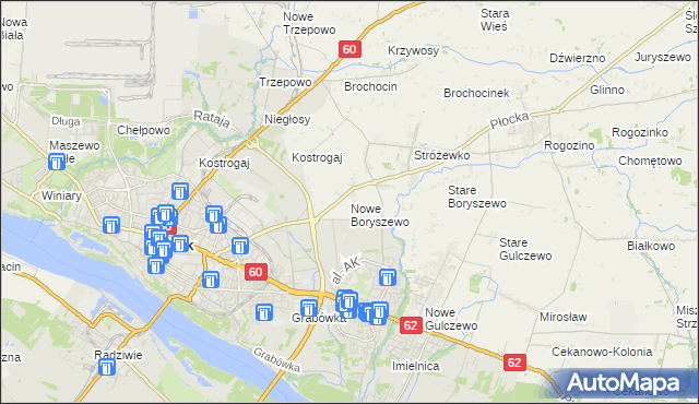 mapa Nowe Boryszewo, Nowe Boryszewo na mapie Targeo