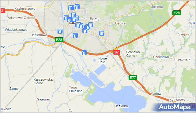 mapa Nowe Pole gmina Elbląg, Nowe Pole gmina Elbląg na mapie Targeo