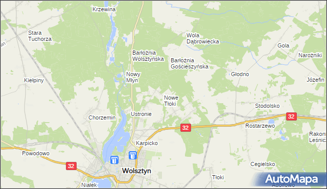 mapa Nowe Tłoki, Nowe Tłoki na mapie Targeo