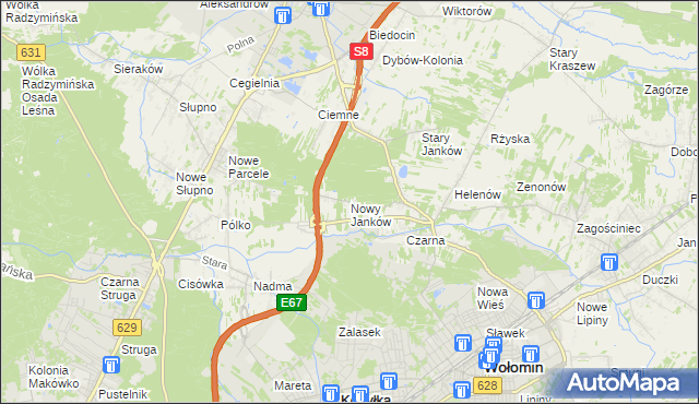 mapa Nowy Janków, Nowy Janków na mapie Targeo