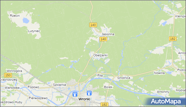 mapa Obelzanki, Obelzanki na mapie Targeo