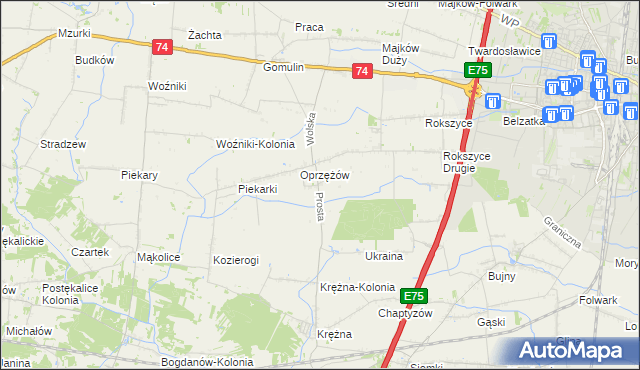 mapa Oprzężów Kolonia, Oprzężów Kolonia na mapie Targeo